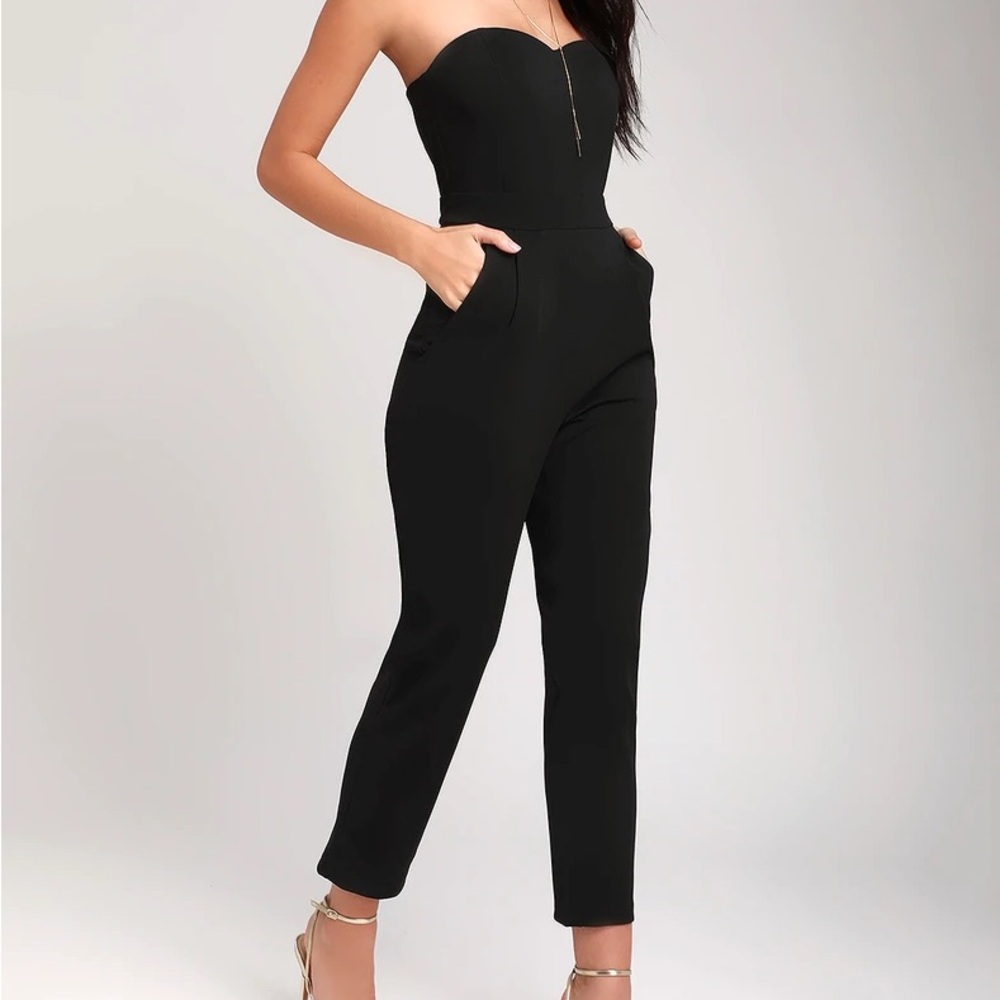 Paint the Town Black Strapless Jumpsuit